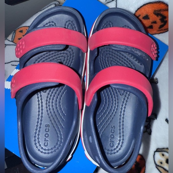 CROCS Kids' Sandals in Navy and Red, Size 10C - Picture 3 of 5